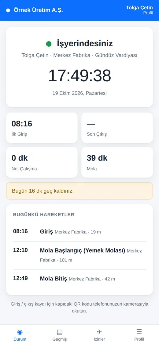 Kayıt sonrası günün durumu